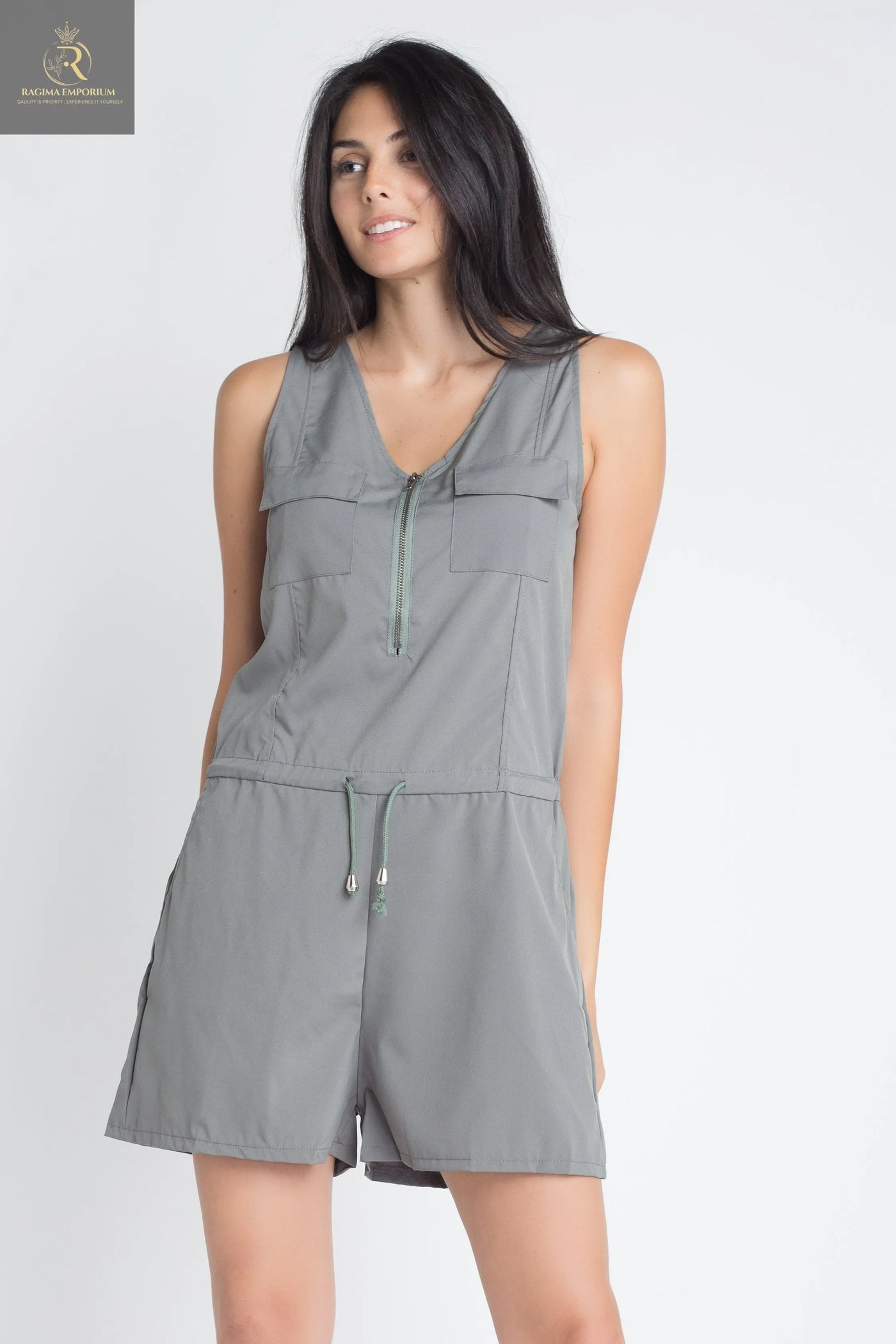 Women's Zip Front Sleeveless Romper - RAGIMA Emporium