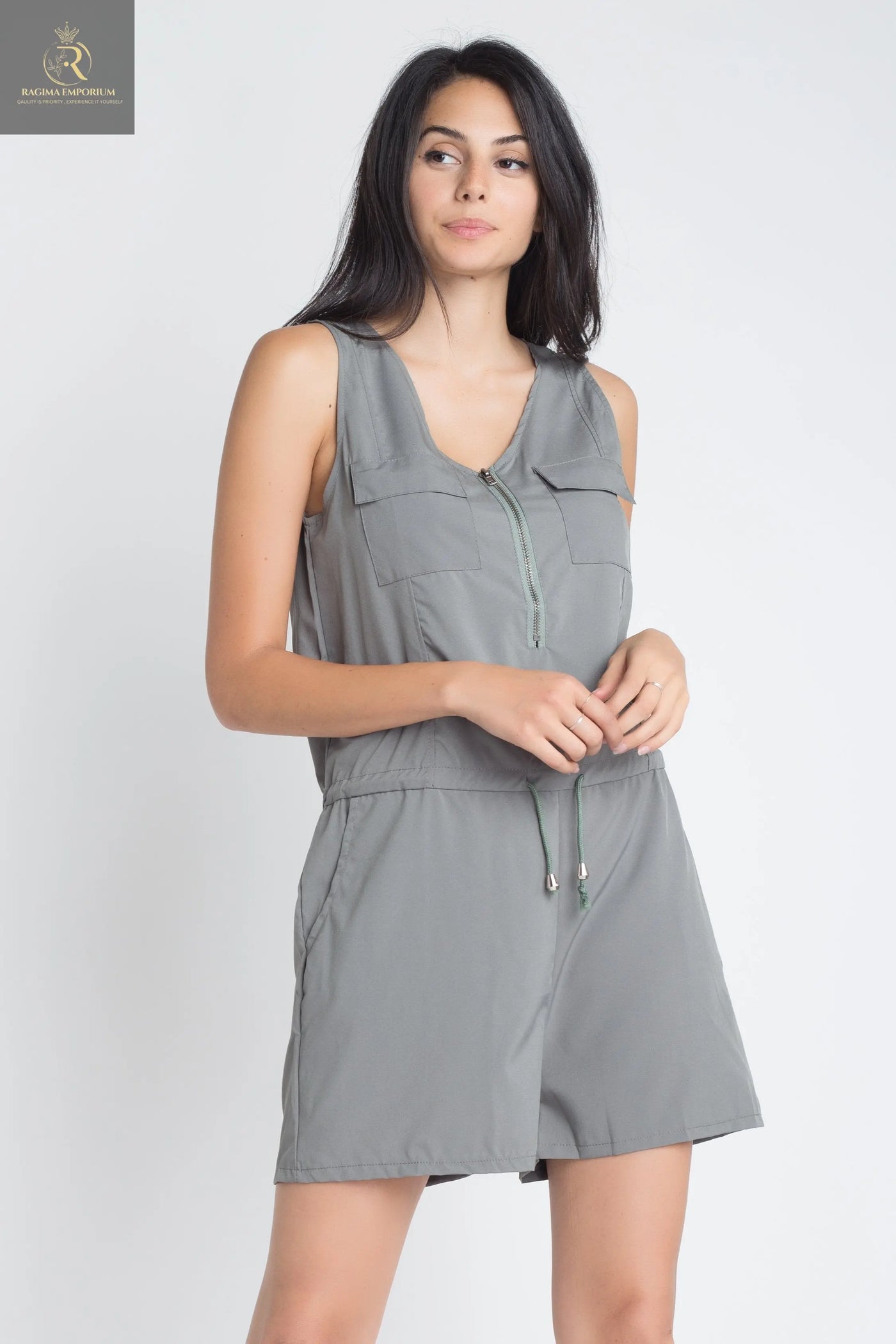 Women's Zip Front Sleeveless Romper - RAGIMA Emporium