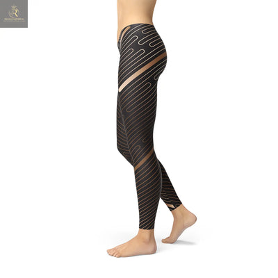 Womens Striped Lines Sports Brown Leggings - RAGIMA Emporium