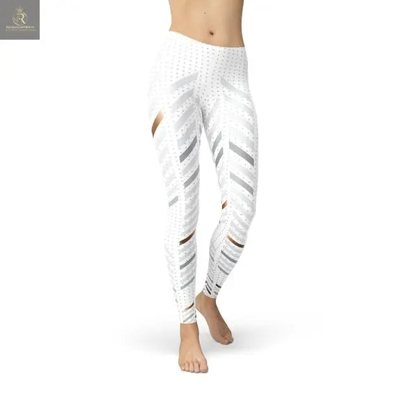 Womens White Stripes Leggings - RAGIMA Emporium