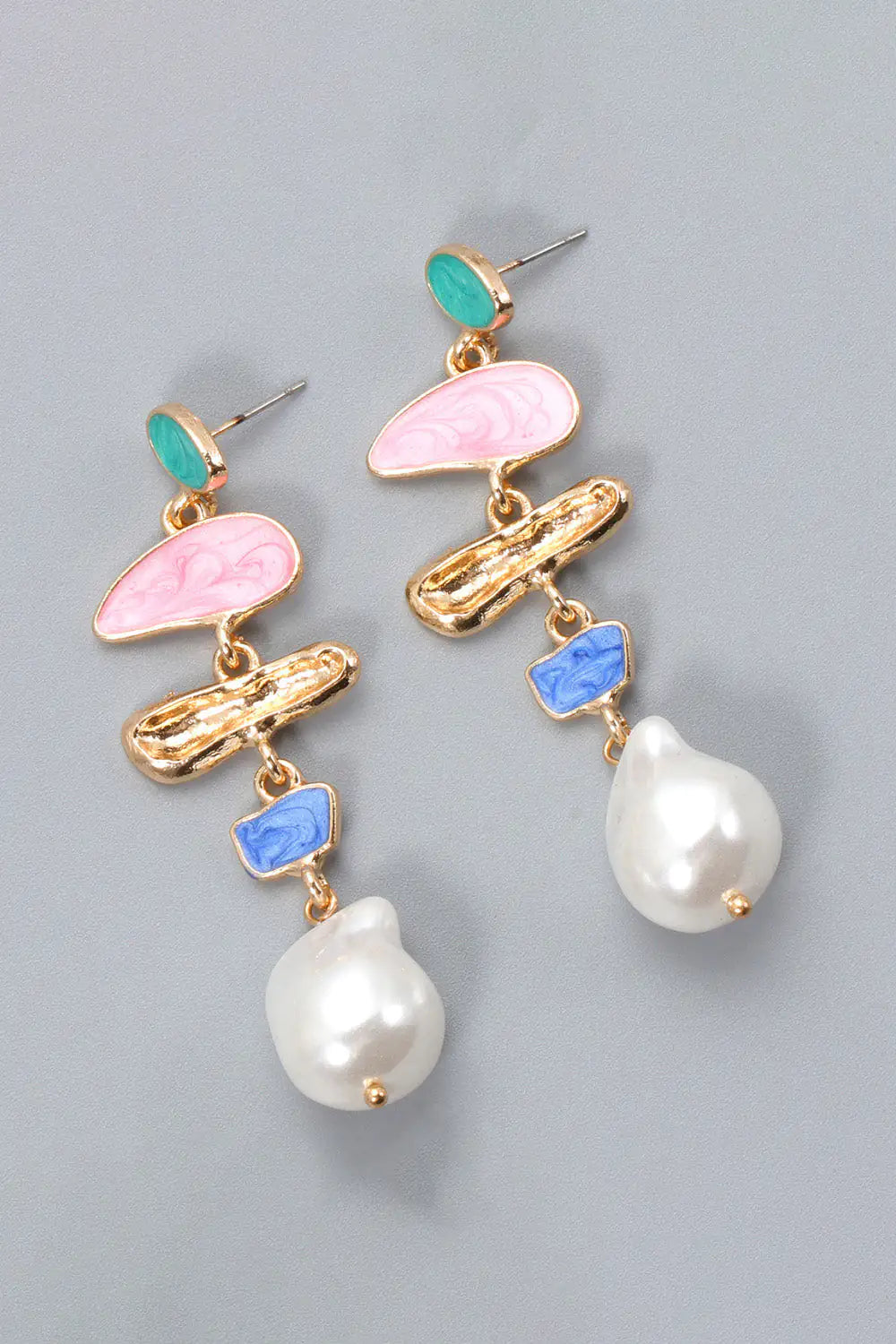 Abnormal Shape Zinc Alloy Synthetic Pearl Dangle Earrings - RAGIMA Emporium