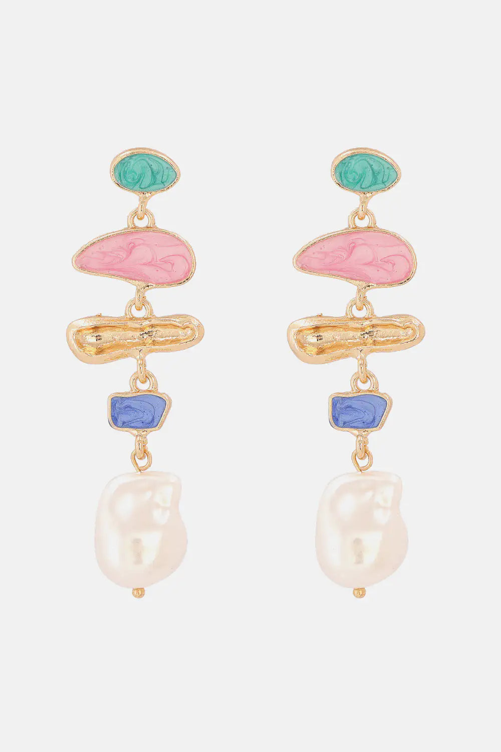 Abnormal Shape Zinc Alloy Synthetic Pearl Dangle Earrings - RAGIMA Emporium