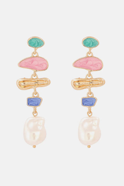 Abnormal Shape Zinc Alloy Synthetic Pearl Dangle Earrings - RAGIMA Emporium