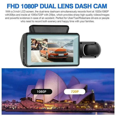 1080P Dual Lens Car DVR Dash Cam Video Recorder G-Sensor Front And Inside Camera - RAGIMA Emporium