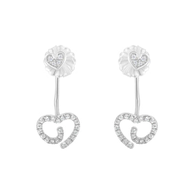 .925 Sterling Silver 1/4 Cttw Diamond Swirl Heart Front/Back Earrings (I-J Color, I2-I3 Clarity) - RAGIMA Emporium