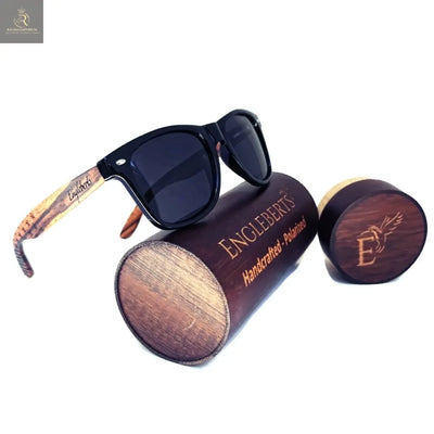 Zebrawood Sunglasses, Stars and Bars With Wooden Case, Polarized, - RAGIMA Emporium