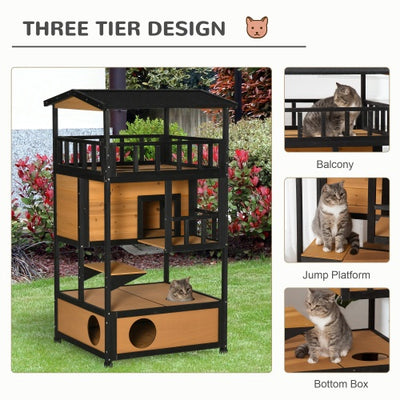 Wooden Outdoor Cat House, Wild Cat Shelter Kitten Tree - RAGIMA Emporium