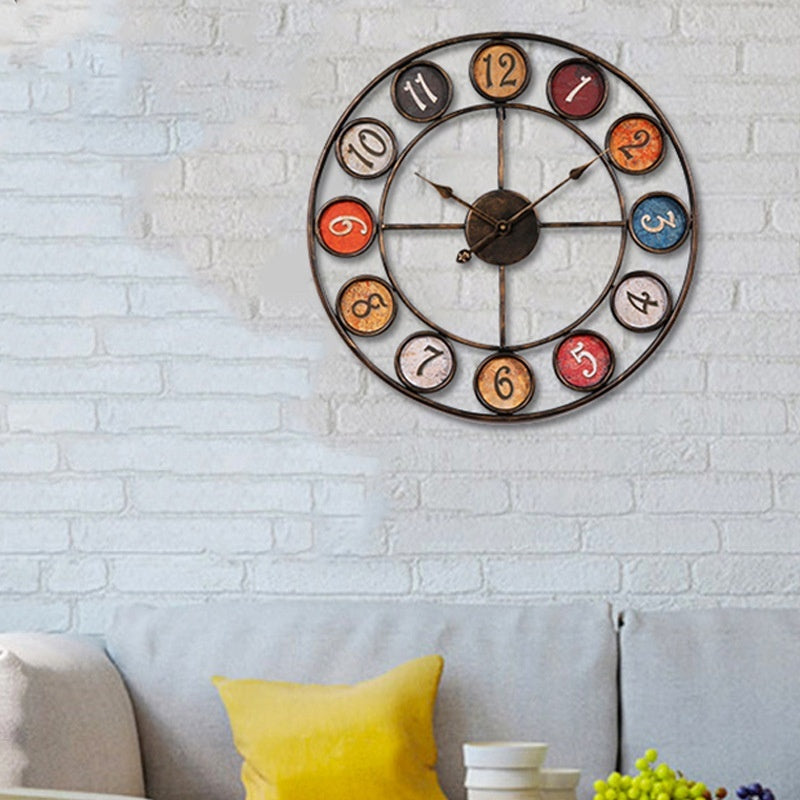 Creative Clocks Background Wall Simple Iron Retro Wall Clock - RAGIMA Emporium