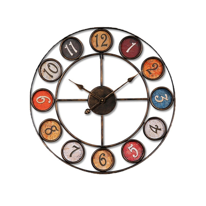 Creative Clocks Background Wall Simple Iron Retro Wall Clock - RAGIMA Emporium