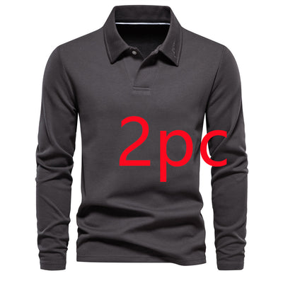 Fashion Lapel Long-sleeved Polo Shirt Men's Casual Solid Color Tops Clothing - RAGIMA Emporium