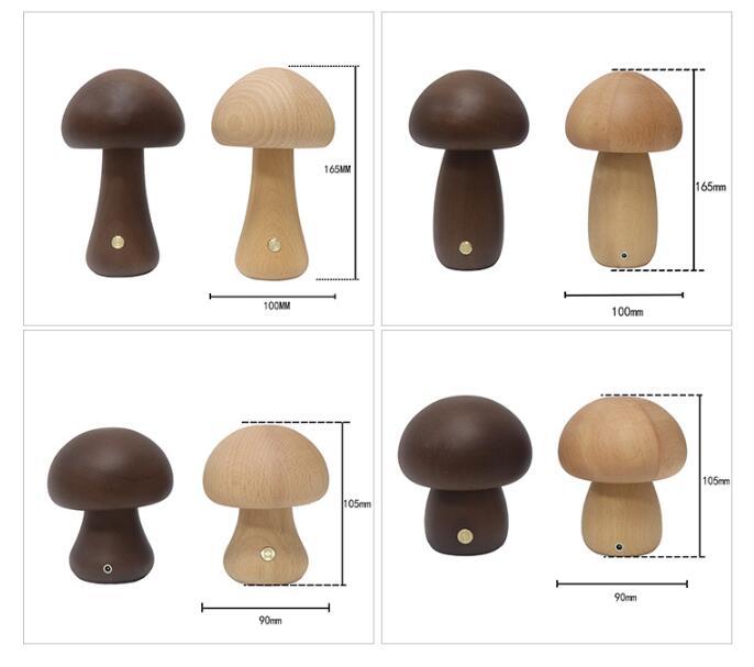 INS Wooden Cute Mushroom LED Night Light With Touch Switch  Bedside Table Lamp For Bedroom Childrens Room Sleeping Night Lamps Home Decor - RAGIMA Emporium