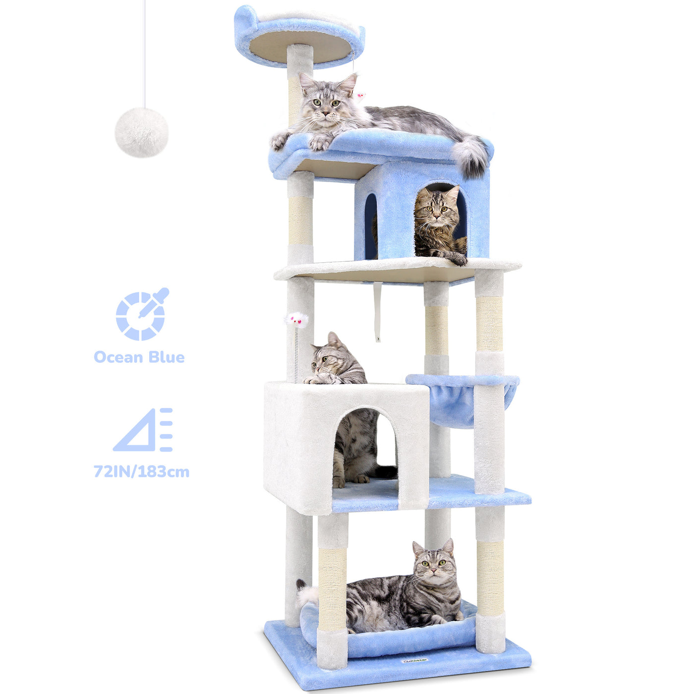 72 Inch Marine Blue Cat Climbing Frame - RAGIMA Emporium