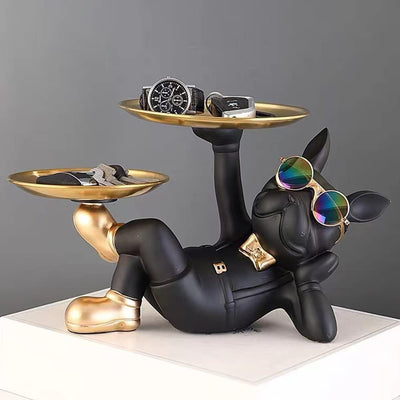 Decoration Cool Dog Showpiece with Plate for Home Decor Item - RAGIMA Emporium