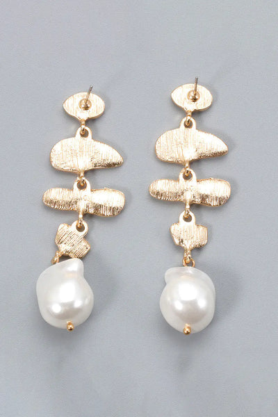 Abnormal Shape Zinc Alloy Synthetic Pearl Dangle Earrings - RAGIMA Emporium