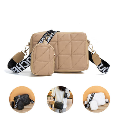 2Pcs Rhombus Shoulder Bag With Wallet Letter Print Wide Shoulder Strap Small Square Bag Large Capacity Cell Phone Crossbody Bags - RAGIMA Emporium