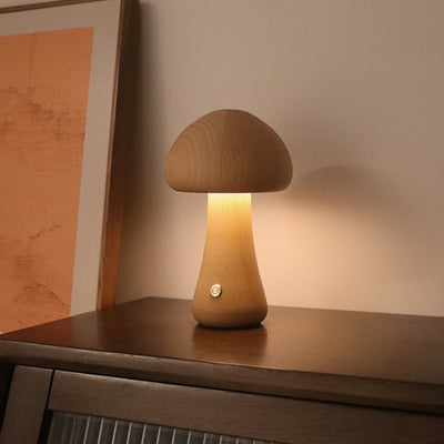 INS Wooden Cute Mushroom LED Night Light With Touch Switch  Bedside Table Lamp For Bedroom Childrens Room Sleeping Night Lamps Home Decor - RAGIMA Emporium