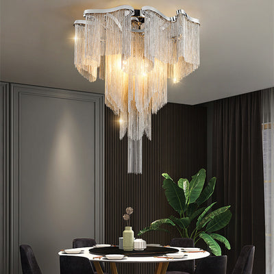 Nordic Light Luxury Tassel Aluminum Chain Living Room Ceiling - RAGIMA Emporium