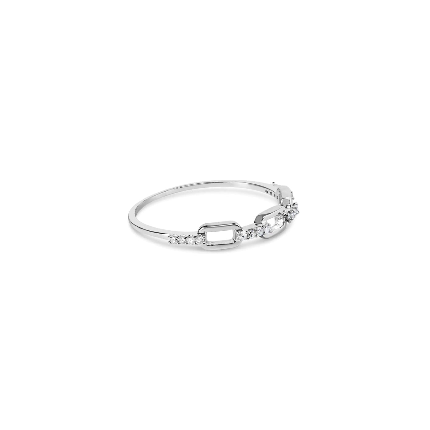 .925 Sterling Silver Diamond Accent Paperclip Band Ring (I-J Color, I2-I3 Clarity) - RAGIMA Emporium