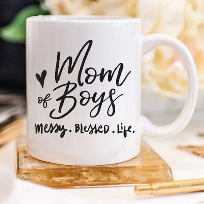 Mom Of Boys Coffee Mug, Messy. Blessed. Life. - RAGIMA Emporium