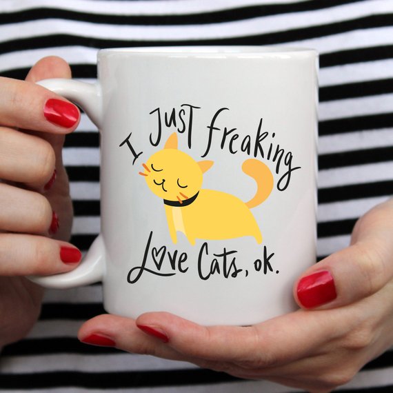 I Just Freaking Love Cats OK Mug, Cat Mugs, Funny - RAGIMA Emporium