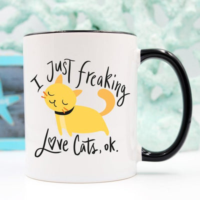 I Just Freaking Love Cats OK Mug, Cat Mugs, Funny - RAGIMA Emporium