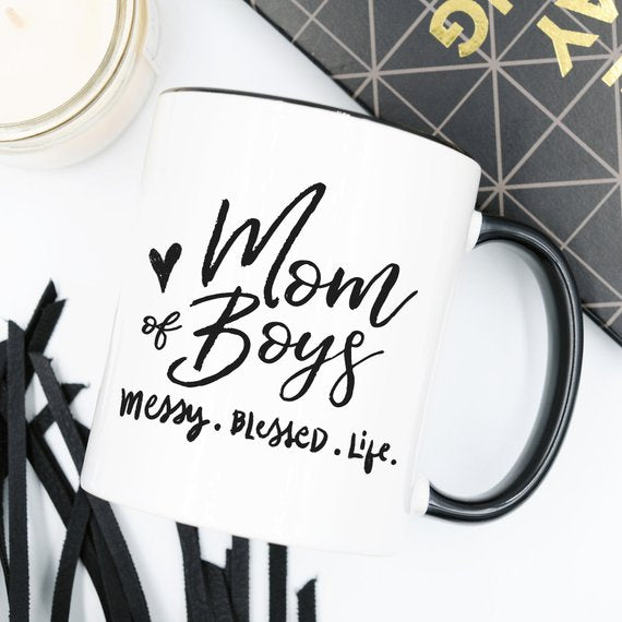 Mom Of Boys Coffee Mug, Messy. Blessed. Life. - RAGIMA Emporium