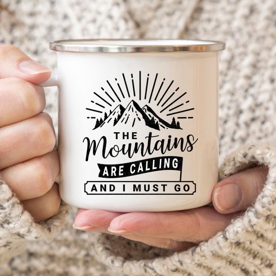 Mountain Mug Enamel Mug Wanderlust Camping Mug The - RAGIMA Emporium