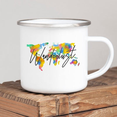 Wanderlust Enamel Mug Camping Mug Happy Hiker - RAGIMA Emporium