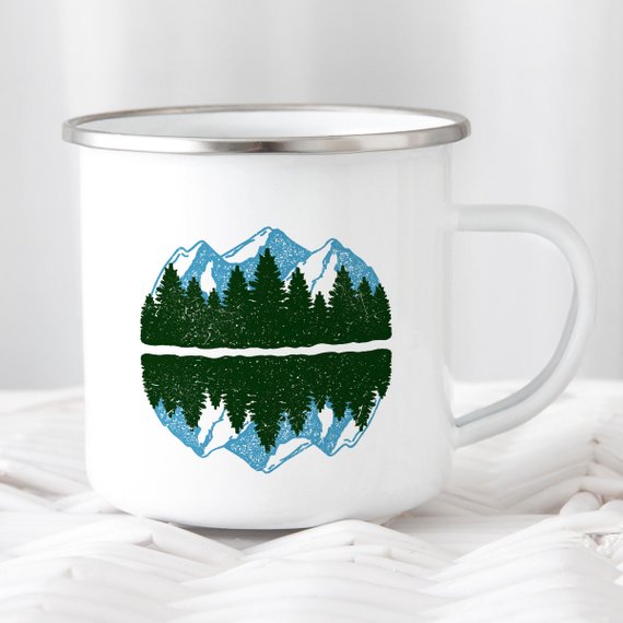 Mountain Mug Enamel Mug Wanderlust Camping Mug The - RAGIMA Emporium