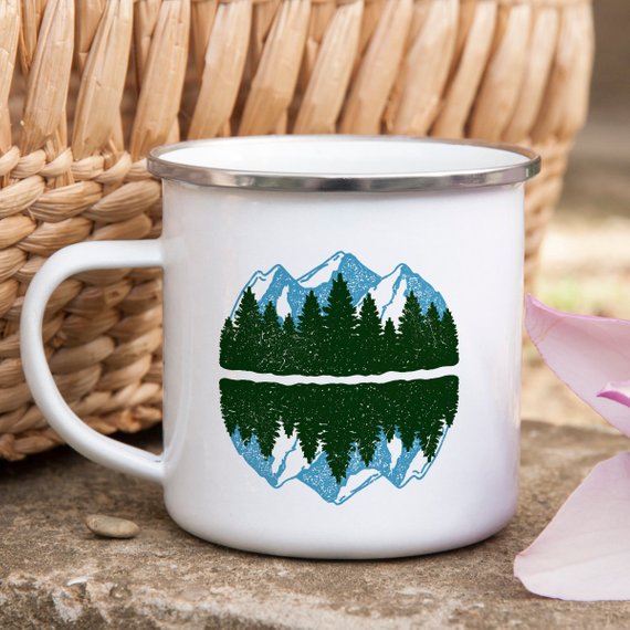 Mountain Mug Enamel Mug Wanderlust Camping Mug The - RAGIMA Emporium