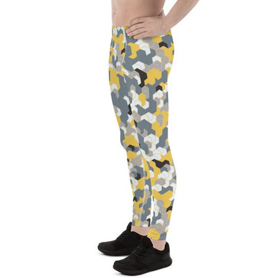 Mens Leggings - Yellow Sports Camo Leggings - RAGIMA Emporium