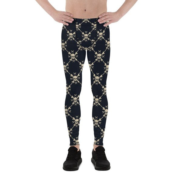 Mens Leggings - Chain Link Skulls Leggings - RAGIMA Emporium