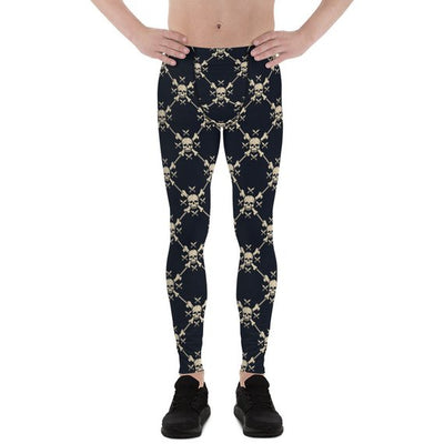 Mens Leggings - Chain Link Skulls Leggings - RAGIMA Emporium