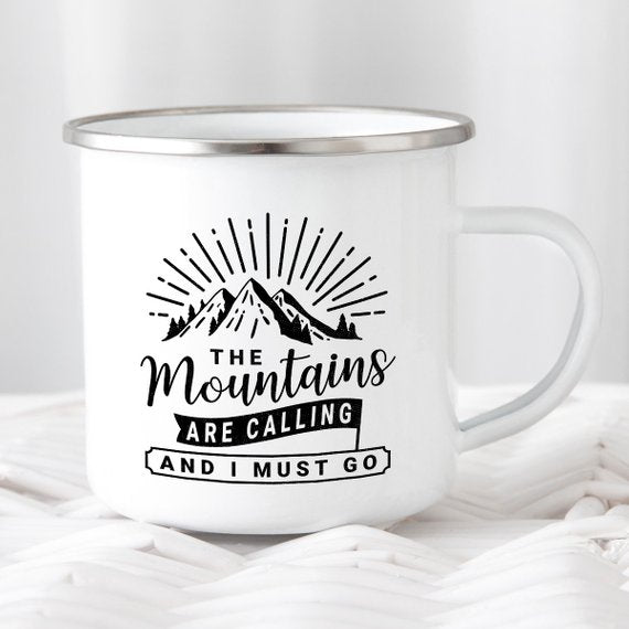 Mountain Mug Enamel Mug Wanderlust Camping Mug The - RAGIMA Emporium