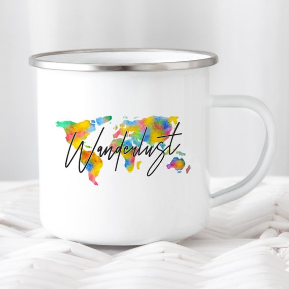 Wanderlust Enamel Mug Camping Mug Happy Hiker - RAGIMA Emporium