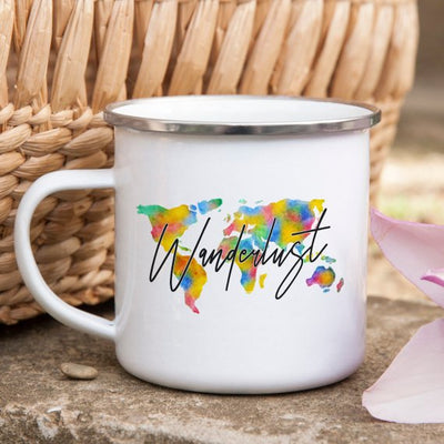 Wanderlust Enamel Mug Camping Mug Happy Hiker - RAGIMA Emporium