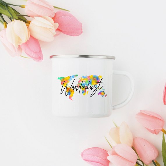 Wanderlust Enamel Mug Camping Mug Happy Hiker - RAGIMA Emporium