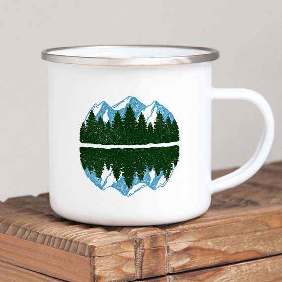 Mountain Mug Enamel Mug Wanderlust Camping Mug The - RAGIMA Emporium