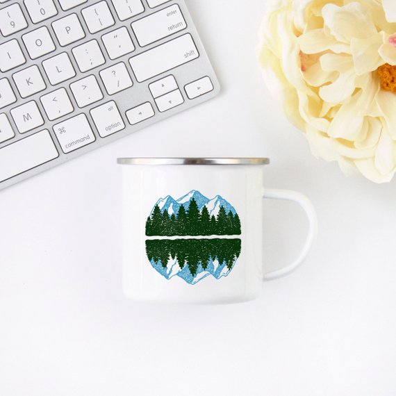 Mountain Mug Enamel Mug Wanderlust Camping Mug The - RAGIMA Emporium