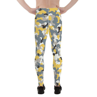 Mens Leggings - Yellow Sports Camo Leggings - RAGIMA Emporium