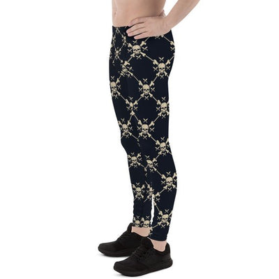 Mens Leggings - Chain Link Skulls Leggings - RAGIMA Emporium