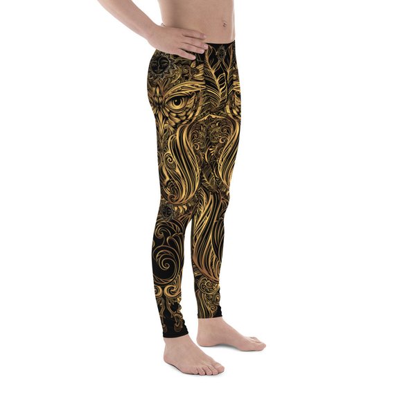 Mens Leggings - Art Deco Steam Punk Owl Design - RAGIMA Emporium