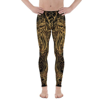 Mens Leggings - Art Deco Steam Punk Owl Design - RAGIMA Emporium