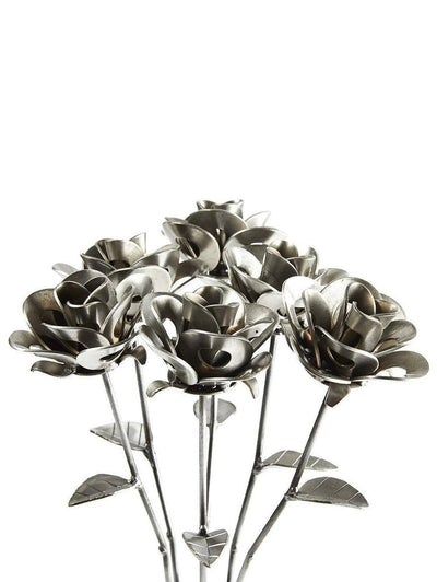 Half Dozen Metal Roses, Six Metal Roses, Welded Metal Rose Sculptures, - RAGIMA Emporium