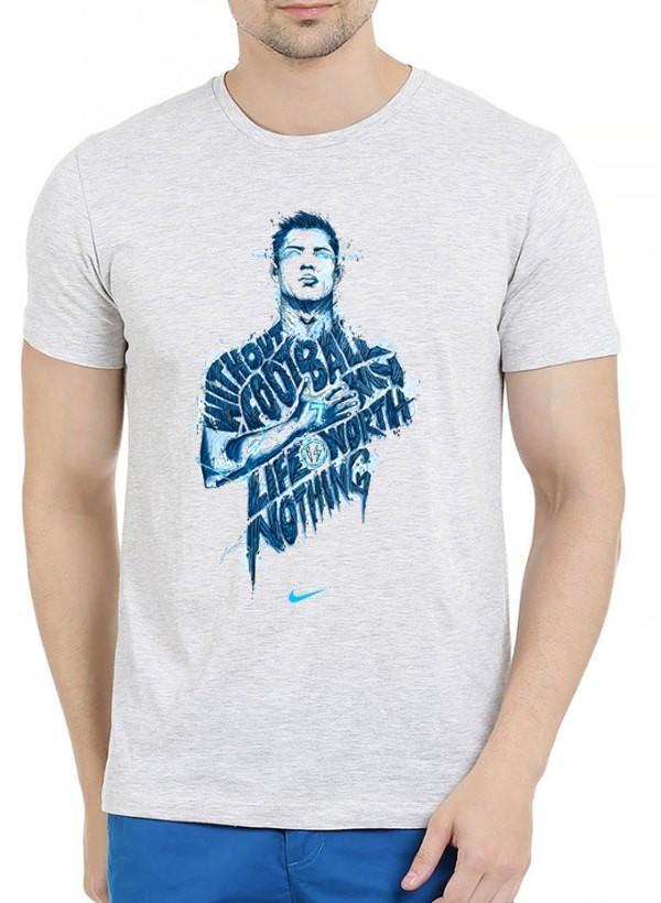 Nothing Without Football Half Sleeves Melange T-shirt - RAGIMA Emporium