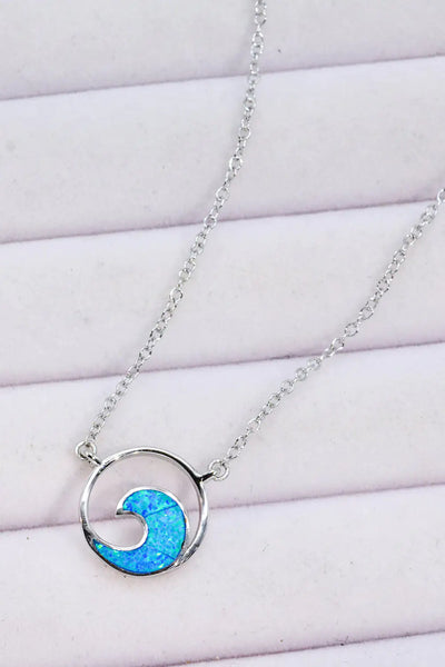 Opal Wave Pendant Necklace - RAGIMA Emporium