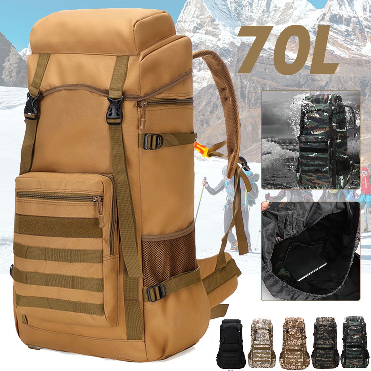 Waterproof Outdoor Camping 70L Military Backpack - RAGIMA Emporium