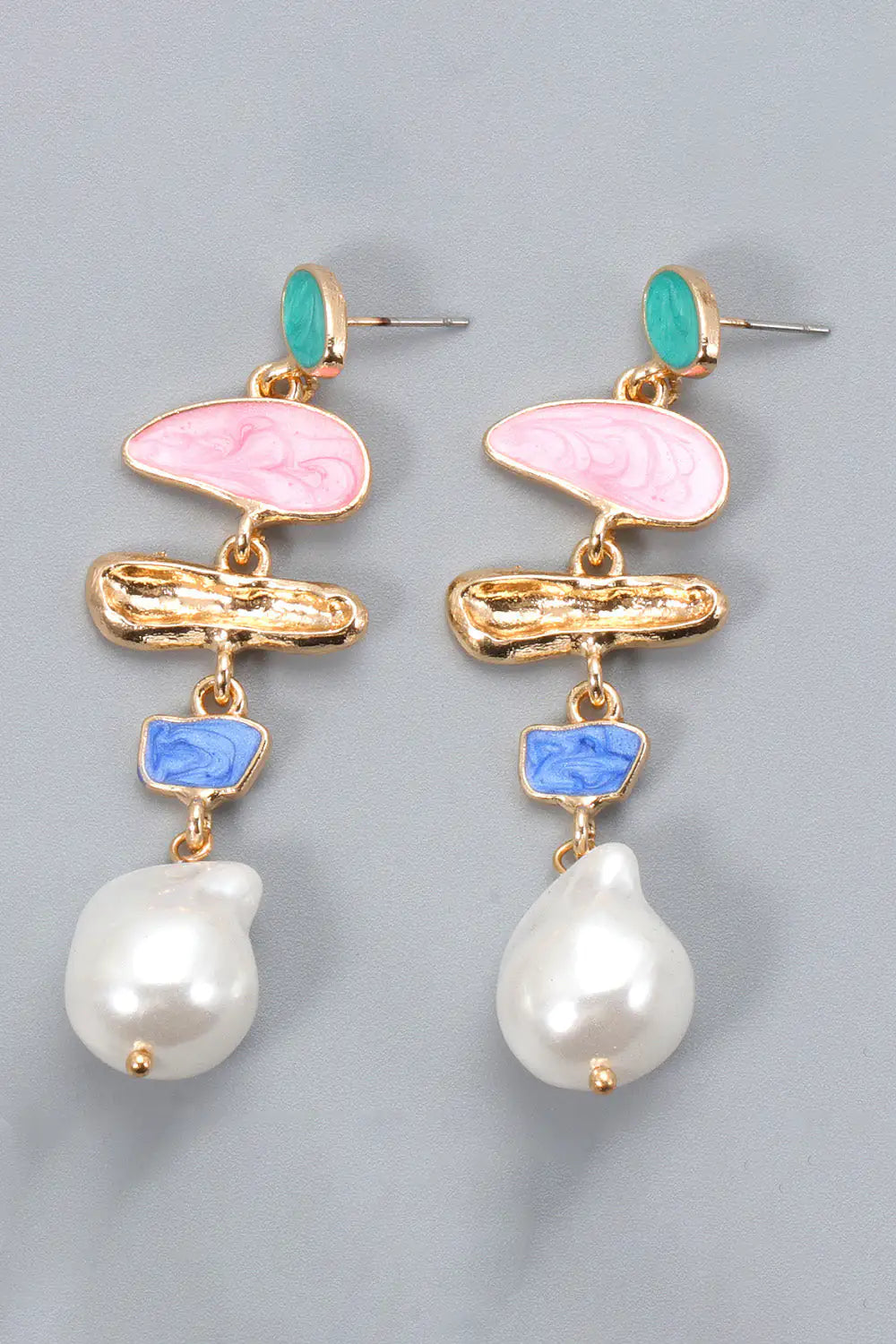 Abnormal Shape Zinc Alloy Synthetic Pearl Dangle Earrings - RAGIMA Emporium