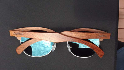 Brazilian Pear Wood Sunglasses, Ice Blue Polarized Lenses - RAGIMA Emporium