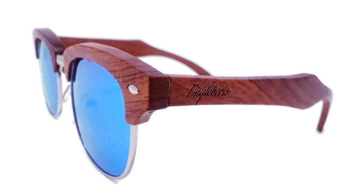 Brazilian Pear Wood Sunglasses, Ice Blue Polarized Lenses - RAGIMA Emporium